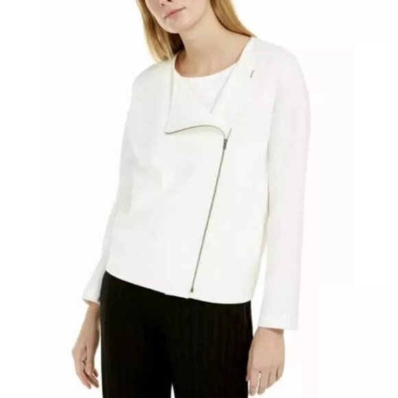 NWT Eileen Fisher White Blazer Jacket Flex Tencel Ponte Knit Comfort Stretch XS